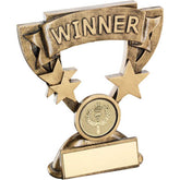 BRZ/GOLD MINI CUP WITH PLATE (1in CENTRE) WNR - 4.25in